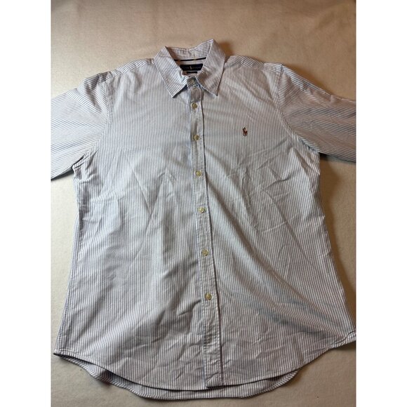 Ralph Lauren Mens Blue & White Striped Slim Fit Button-Down Shirt xl-Tg - Picture 2 of 12